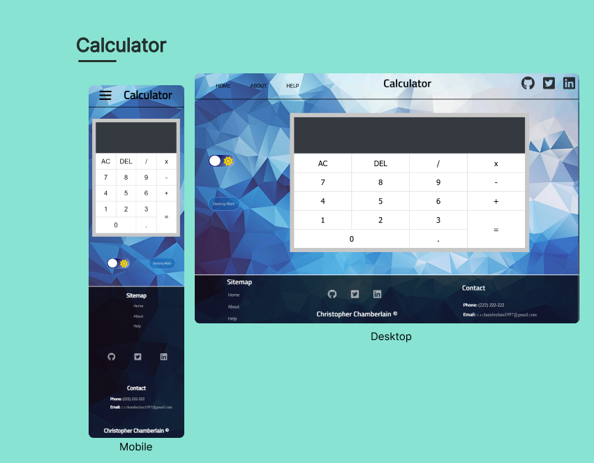 web app calculator shown in mobile and desktop versions