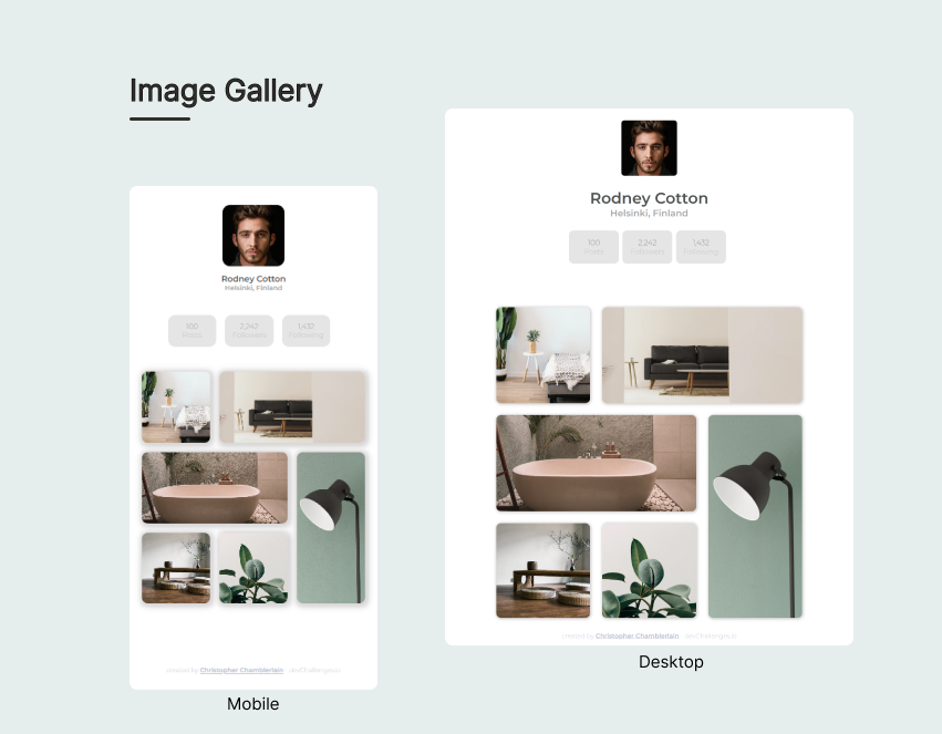 image gallery shown on desktop and mobile versions